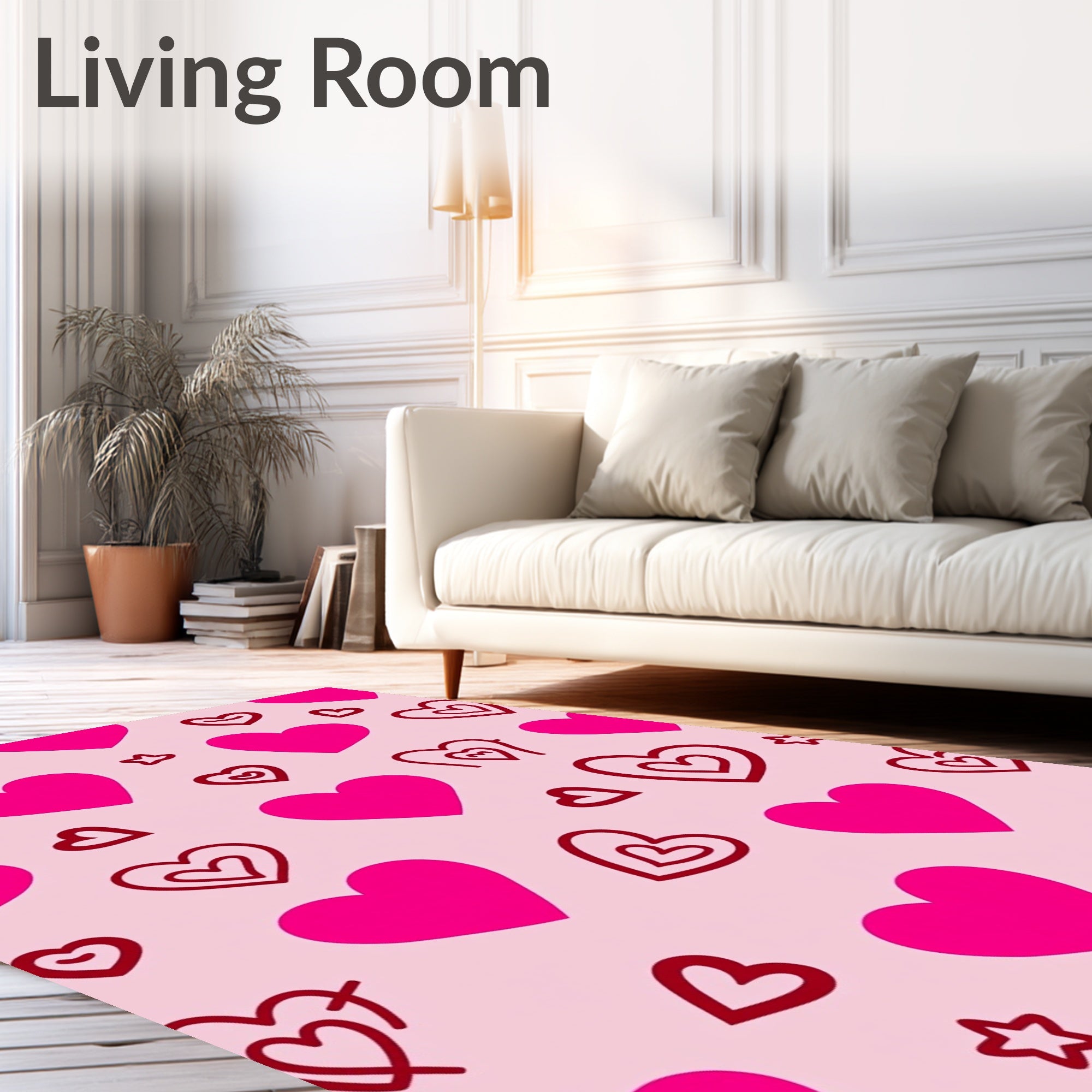 Pink Fuchsia Heart Scatter Rug