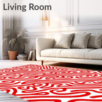 Bold Red Abstract Swirls Rug