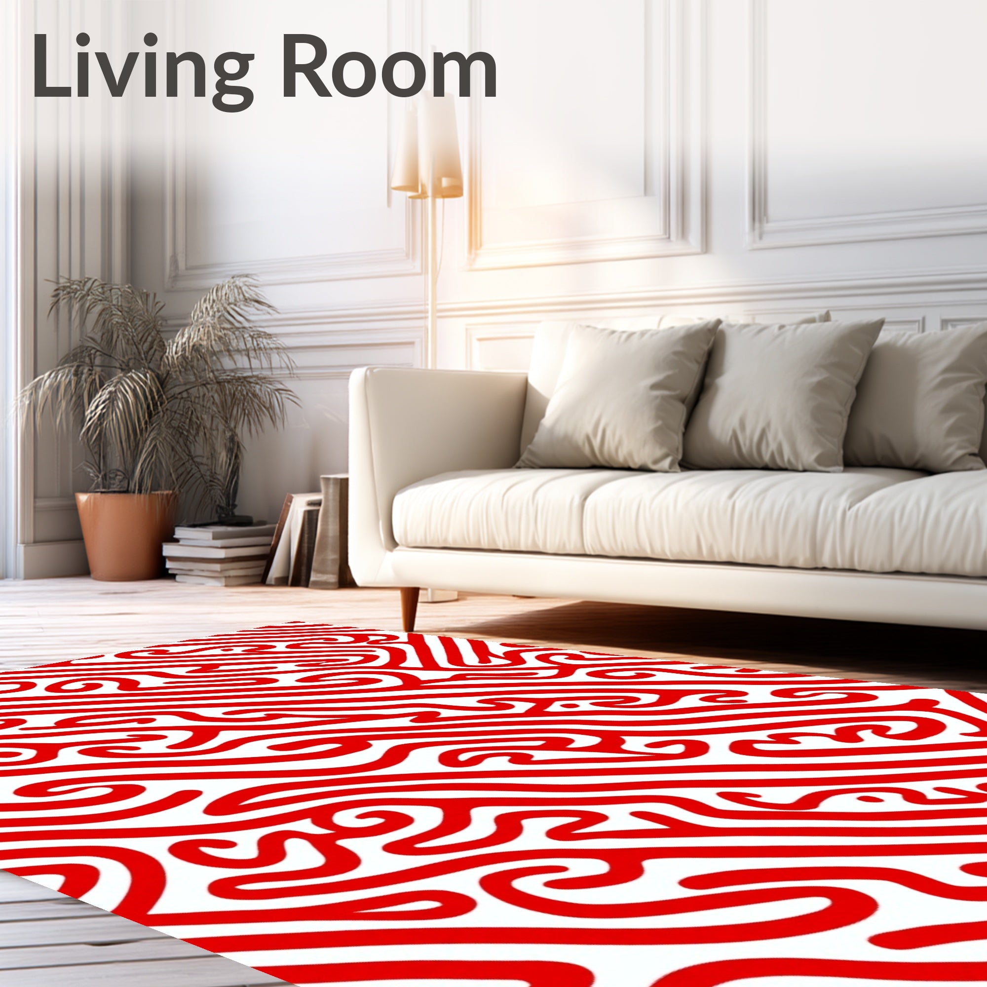 Bold Red Abstract Swirls Rug