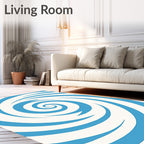 Blue White Swirling Vortex Rug