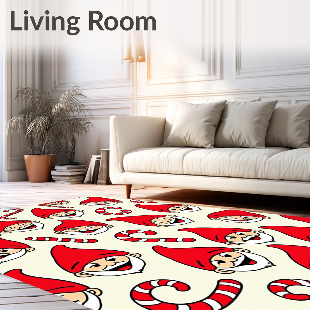 Jolly Gnome Candy Cane Holiday Pattern Rug