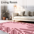 Rustic Burgundy Feather Dots Border Rug