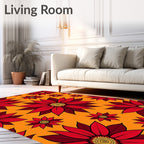 Radiant Red Floral Burst Rug