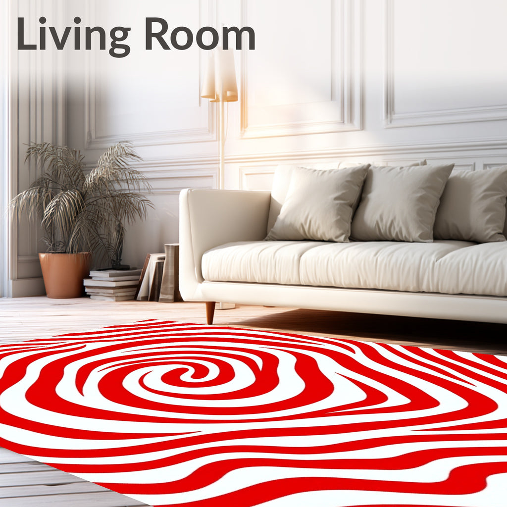 Bold Red Zebra Swirl Rug