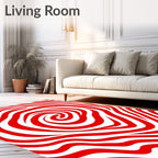 Bold Red Zebra Swirl Rug