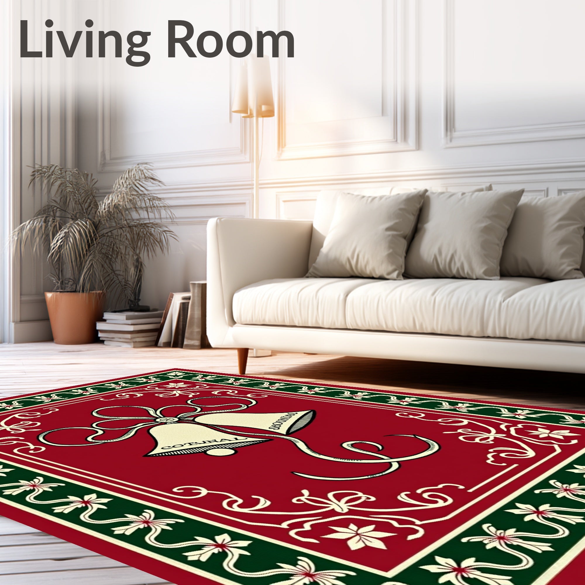 Crimson Bell Garland Border Rug