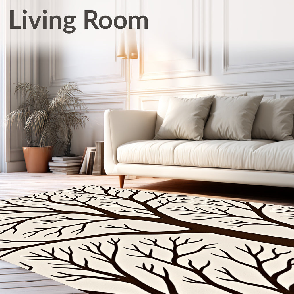 Dark Brown Bare Tree Branches Rug