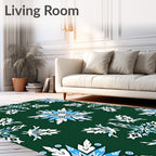 Winter Snowflake Tile Blue White Rug