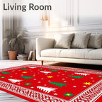 Red Christmas Tree Star Festive Border Rug