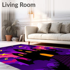 Gothic Castle Bats Purple Clouds Rug