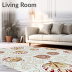 Golden Crimson Seed Pod Scrolls Rug