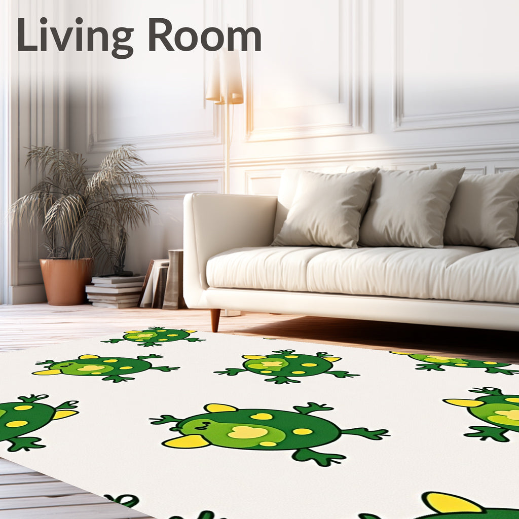 Playful Green Frog All Over Rug