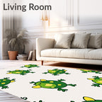 Playful Green Frog All Over Rug