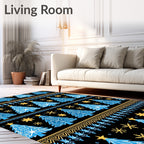 Nordic Blue Christmas Tree Snowflakes Rug