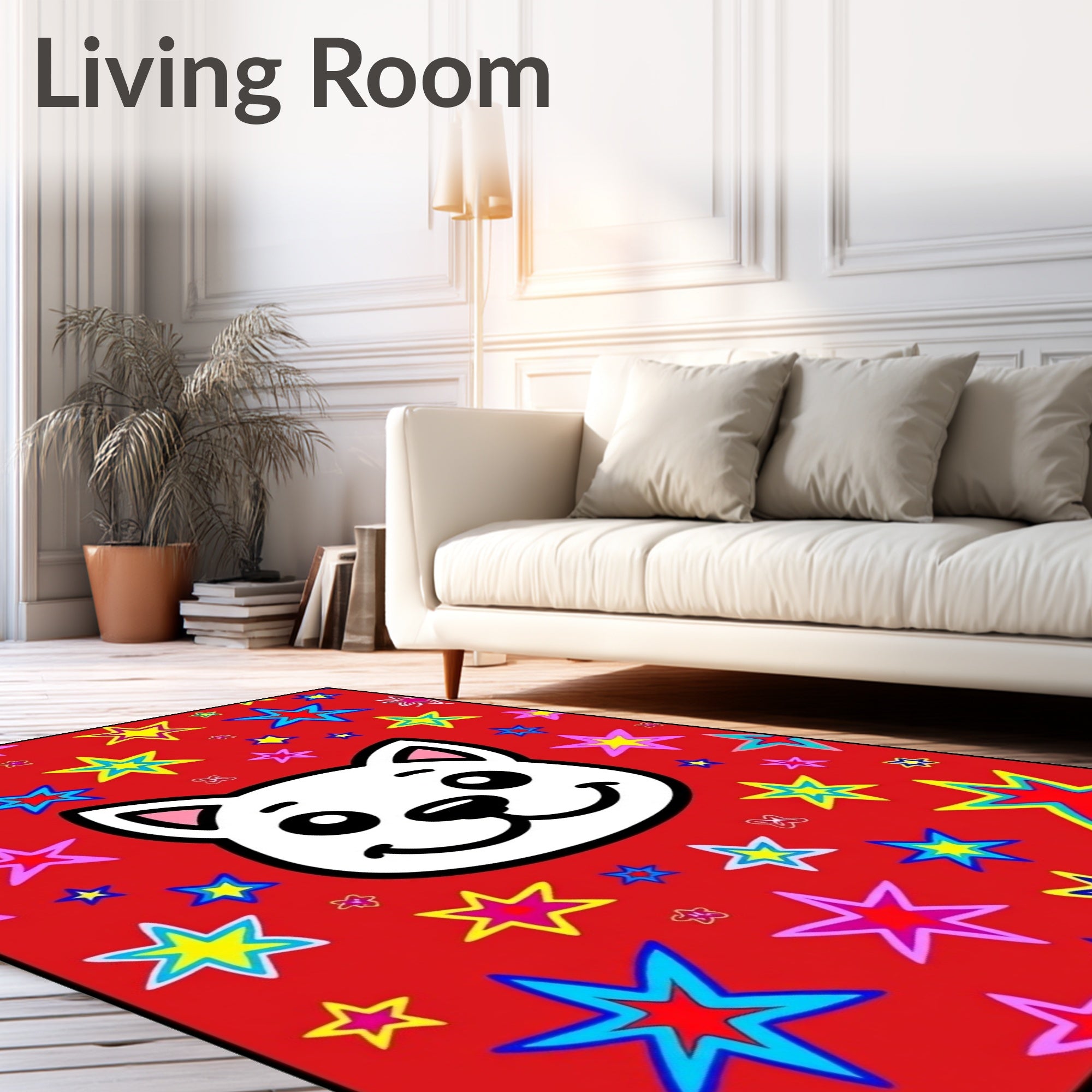 Retro Pop Art Cat Stars Rug