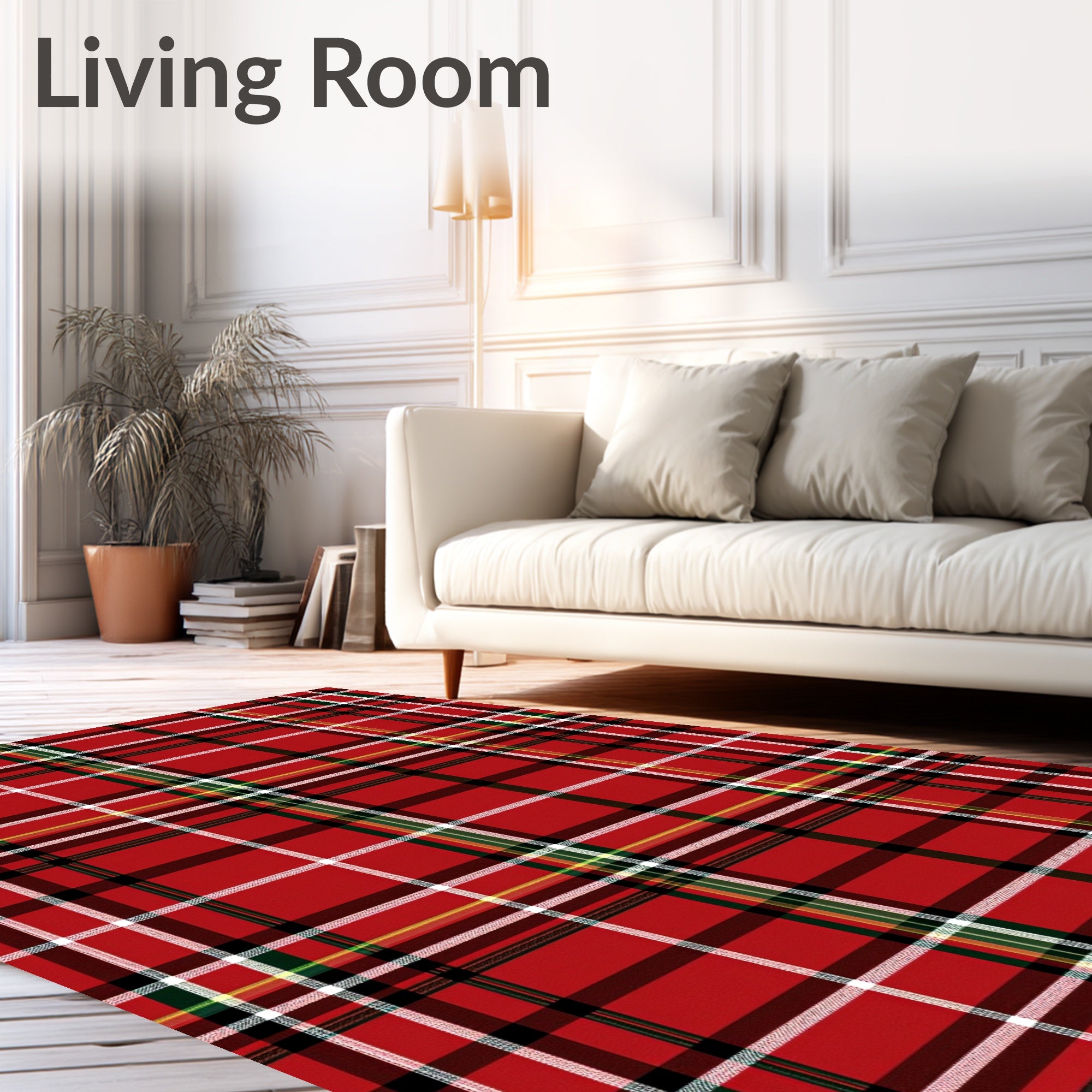 Classic Red Green Tartan Plaid Rug