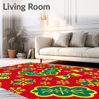 Christmas Red Teal Yellow Elements Rug