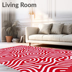 Crimson White Swirl Maze Rug