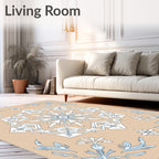 Serene Blue Ice Snowflake Mandalas Rug