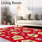 Festive Gingerbread Houses Snowflake Pattern Rug