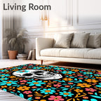 Floral Skull Bright Multicolor Rug
