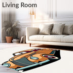 Retro Orange Coupe Classic Automobile Rug