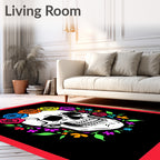Colorful Skull Flower Crown Medallion Rug