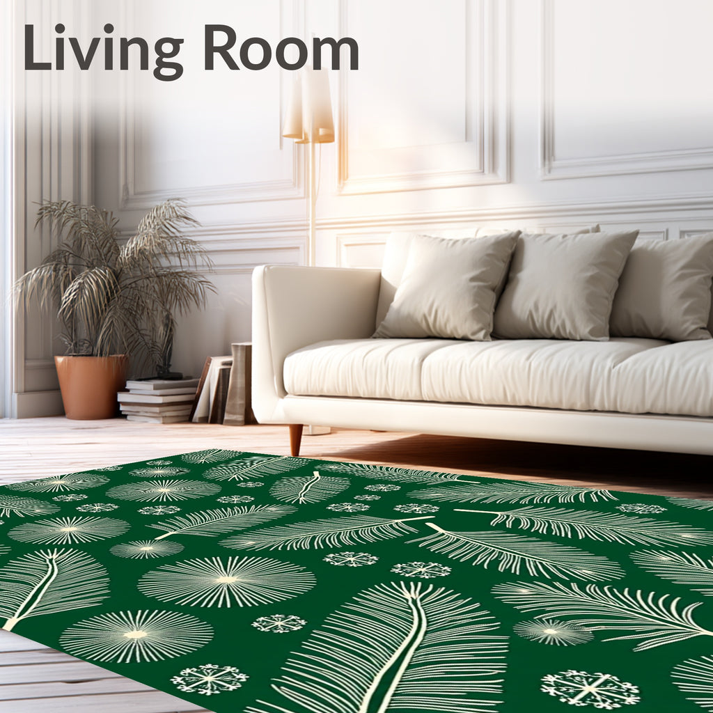 Emerald Pine Needle Snowflake Medley Rug