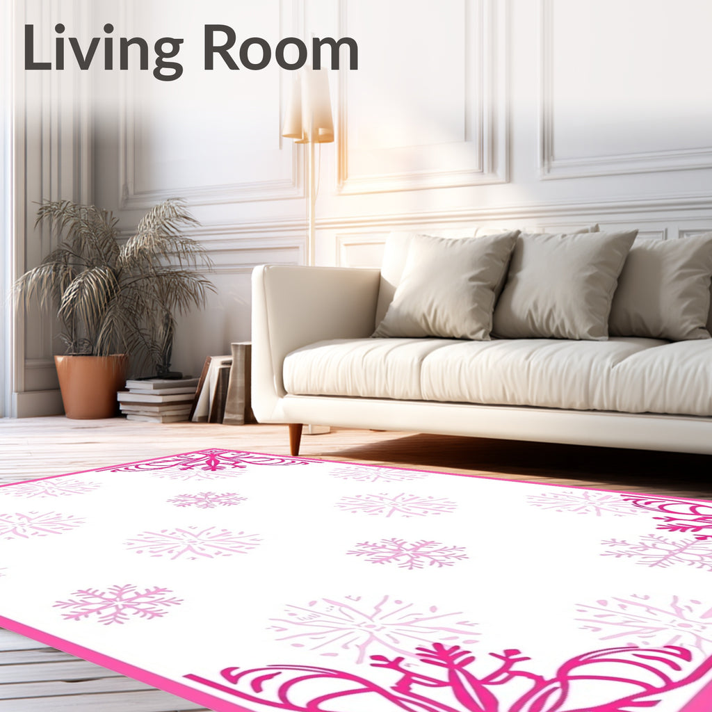 Pink Snowflake Corner Accents Rug