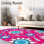 Fuchsia Blue Starburst Floral Medallion Rug