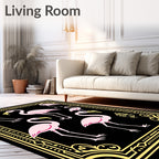 Pink Flamingos Golden Art Deco Frame Rug