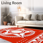 Bold Red Star Mandala Sunburst Rug