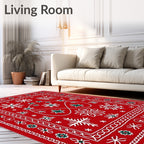 Winter Holiday Snowflake Scatter Red Rug