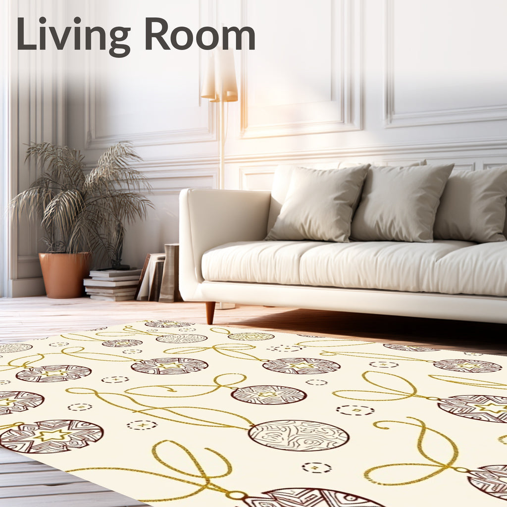 Gold Chain Red Starburst Ornaments Rug