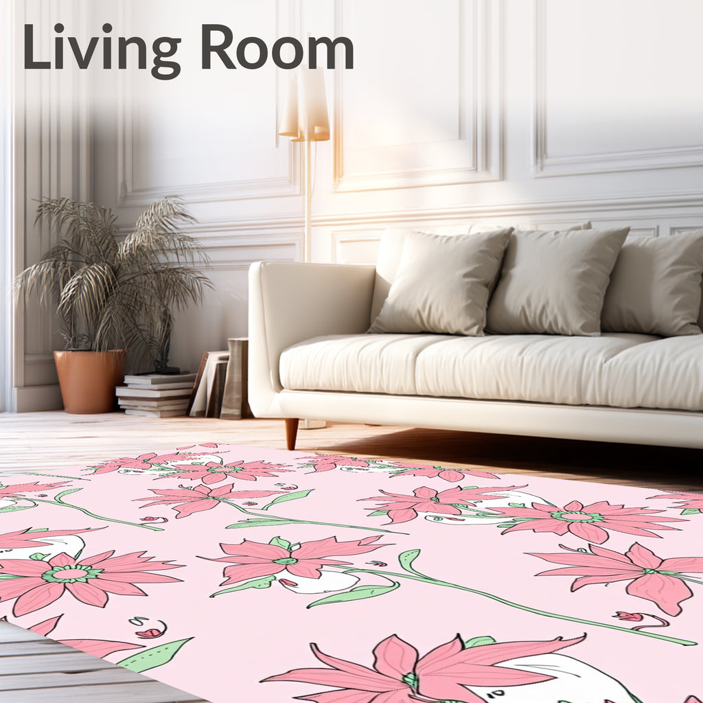 Pink Floral Bloom Garden Rug
