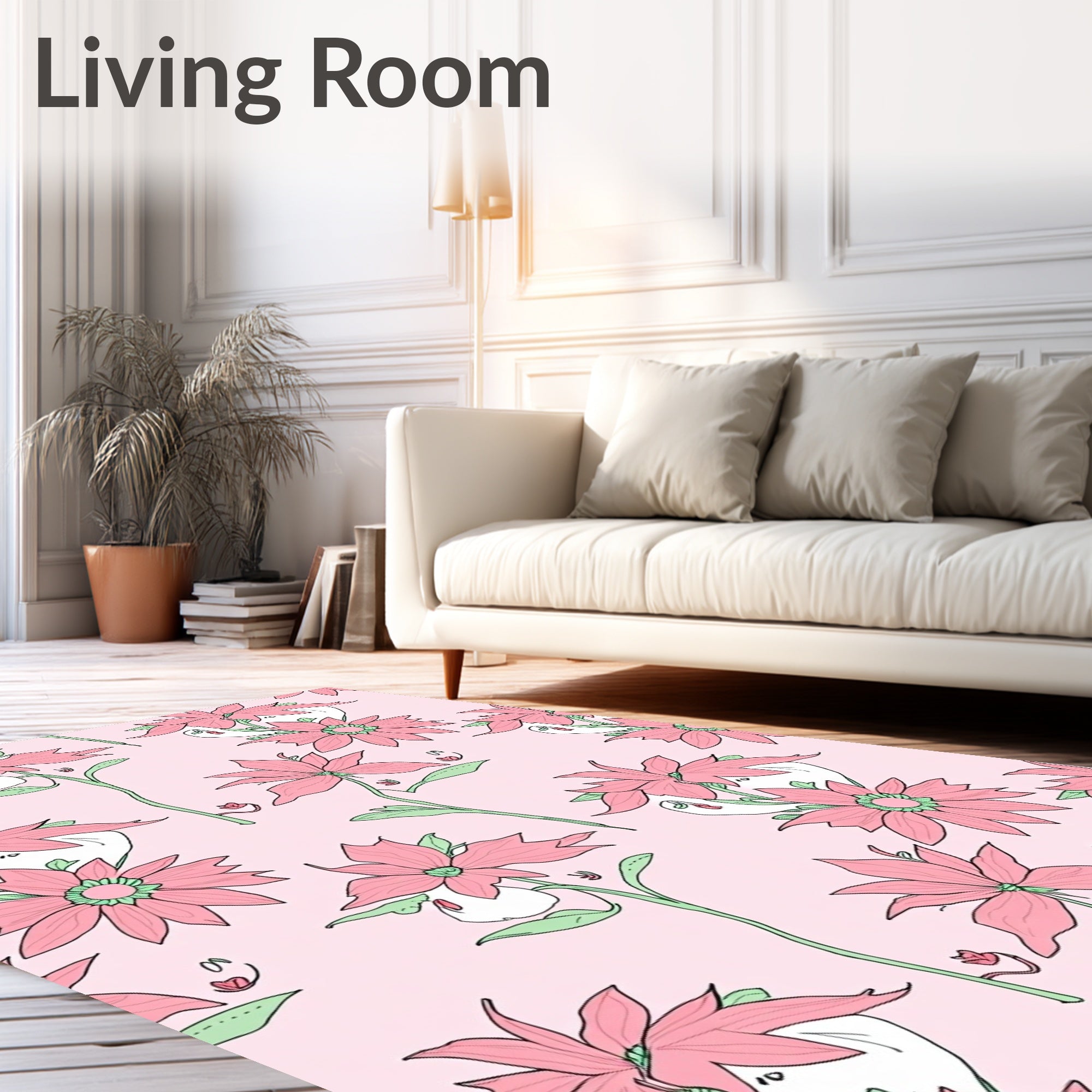 Pink Floral Bloom Garden Rug