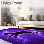 Cosmic Black Cat Lightning Sky Rug