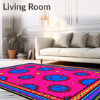Vibrant Pink Sunburst Star Rug