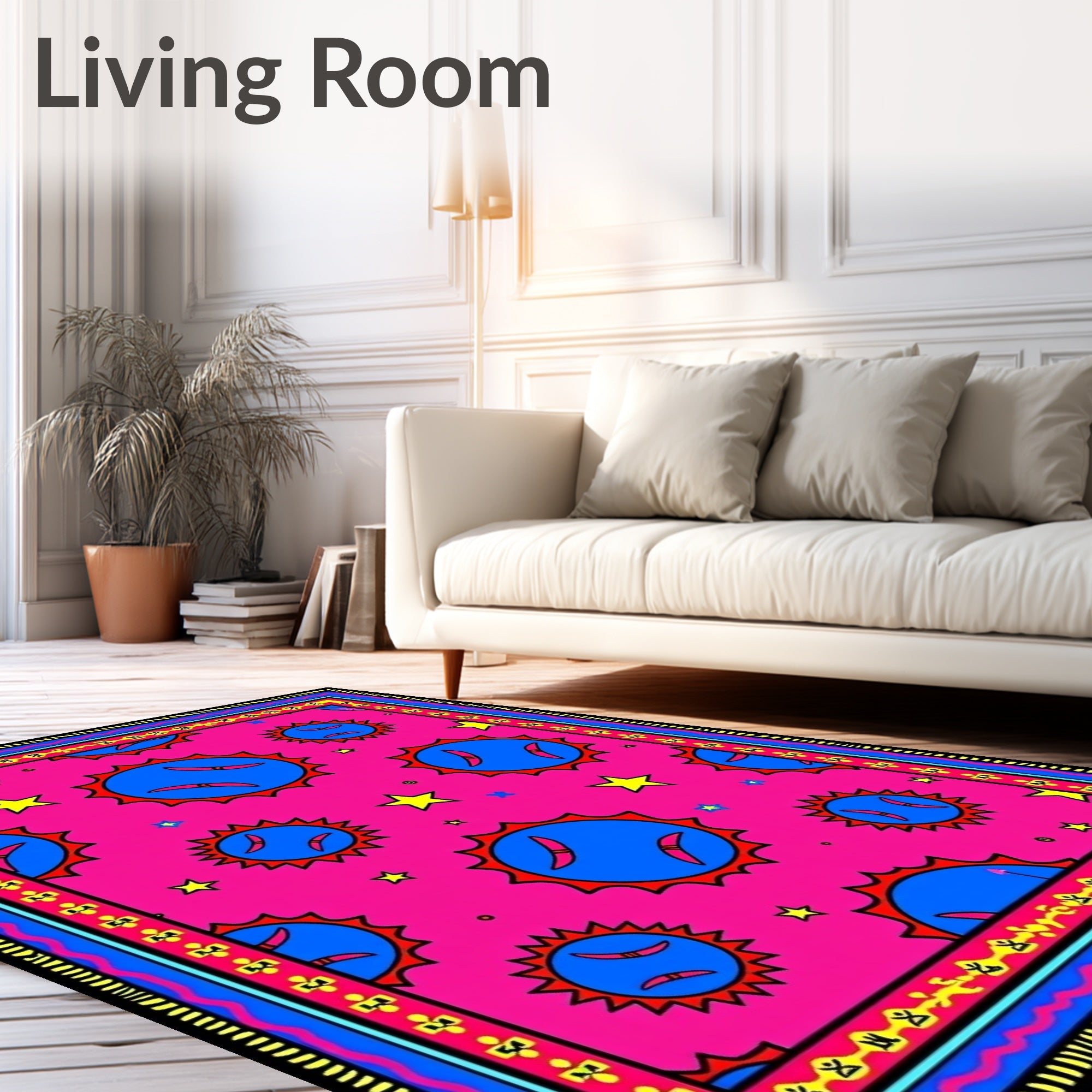 Vibrant Pink Sunburst Star Rug