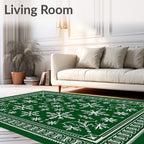 Elegant Green Snowflake Mandala Harmony Rug