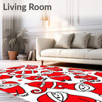 Playful Red Santa Claus Icons Rug