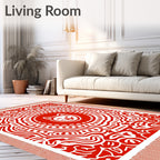 Whimsical Red Cat Medallion Rug