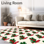Festive Holly Berry Evergreen Bow Arrangement Rug