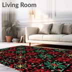 Bold Red Floral Medallion Mosaic Rug