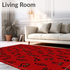 Crimson Red Musical Notes Collage Rug