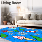 Whimsical Christmas Ice Cream Snowflakes Trees Rug