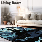 Spooky Blue Moon Bats Castle Landscape Rug