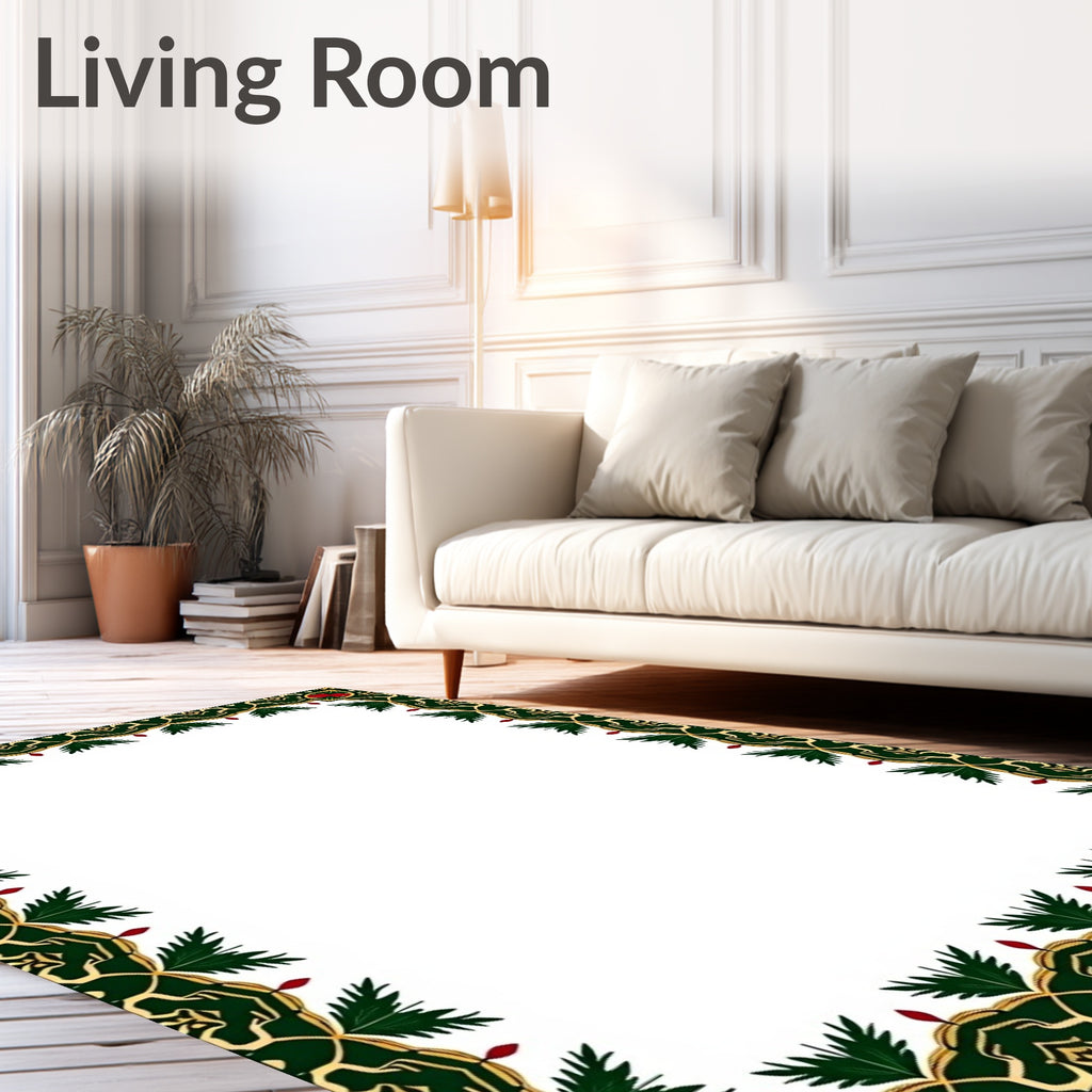 Emerald Gold Festive Holly Berries Rug