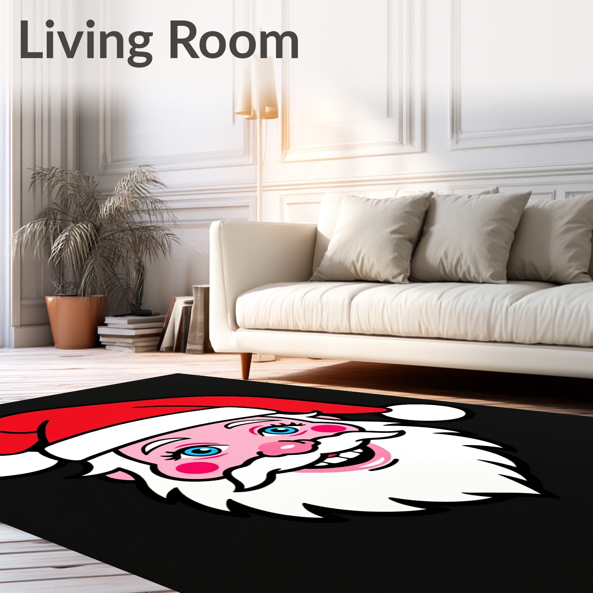 Cheerful Red Santa Claus Face Rug