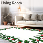 Evergreen Holly Berry Garland Border Rug